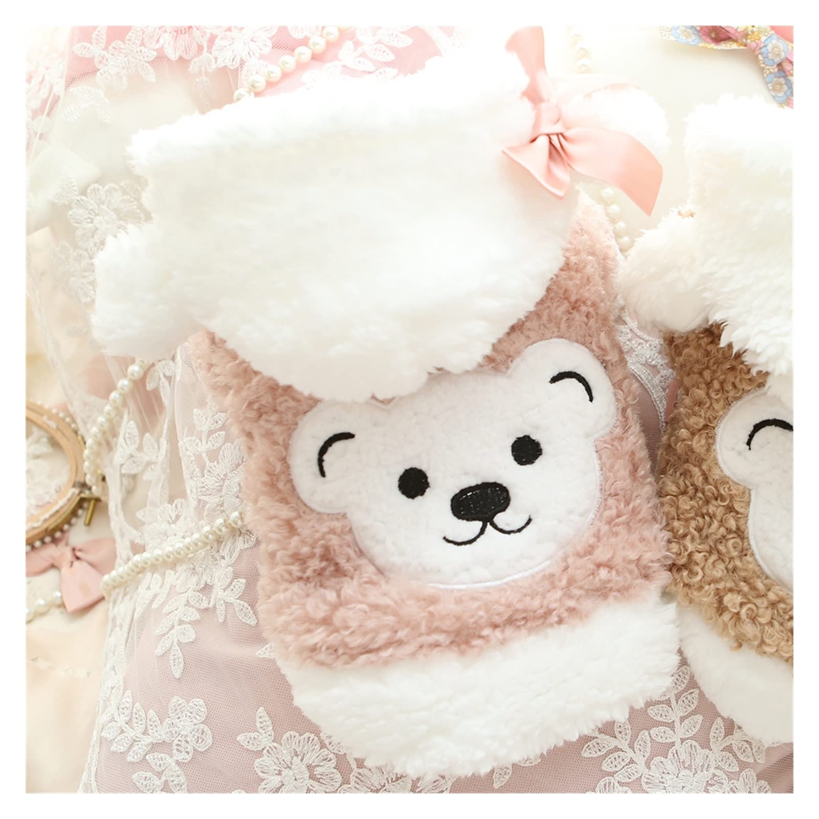 Manteau d'hiver pour petit chien rose M : gilet chaud en polaire