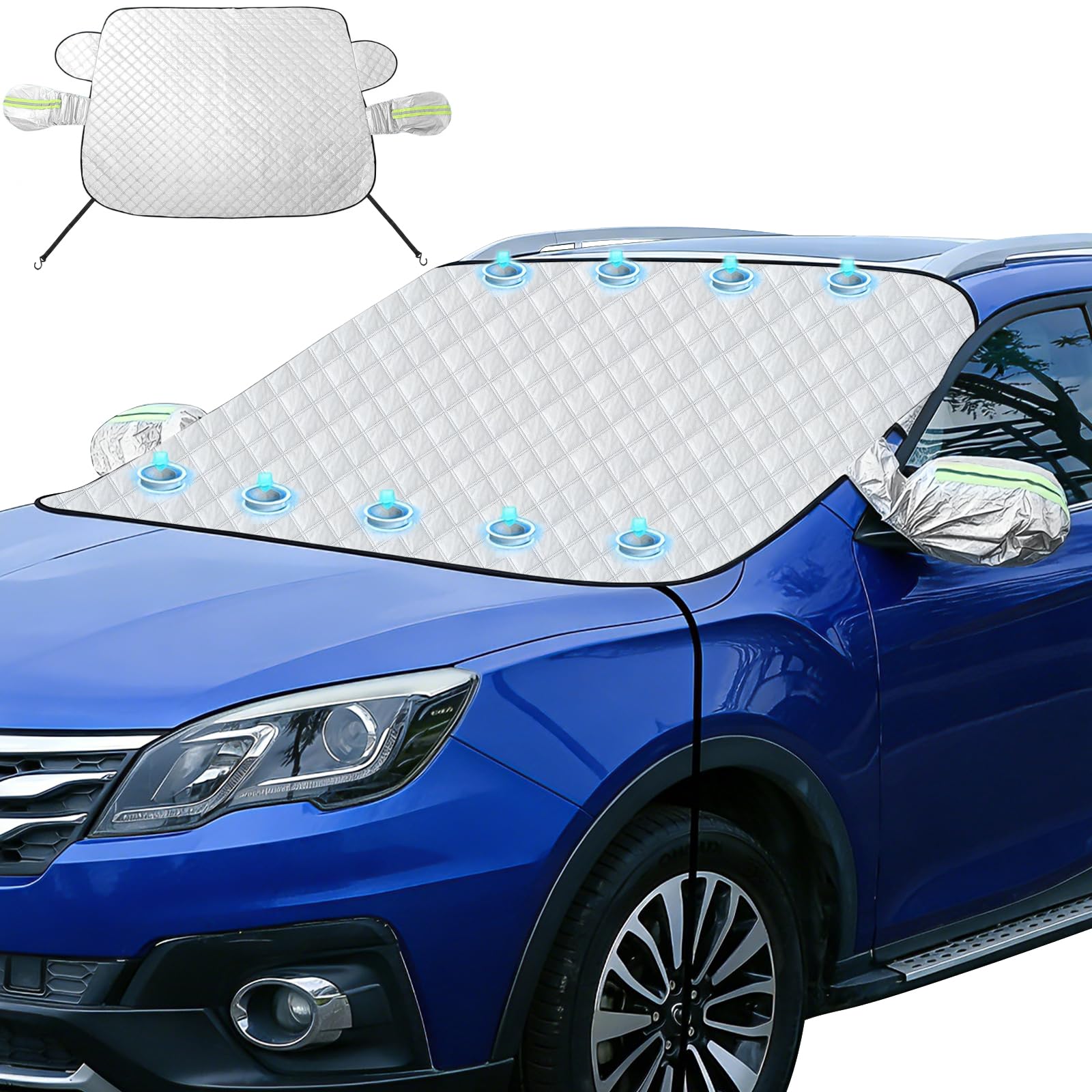 Copri Parabrezza Auto Inverno, 9 Magnete, Copriparabrezza Inverno Esterno per Maggior Parte dei Veicoli, Resistente alla neve, al ghiaccio, al gelo, alla polvere e ai raggi UV, 152 x 125cm