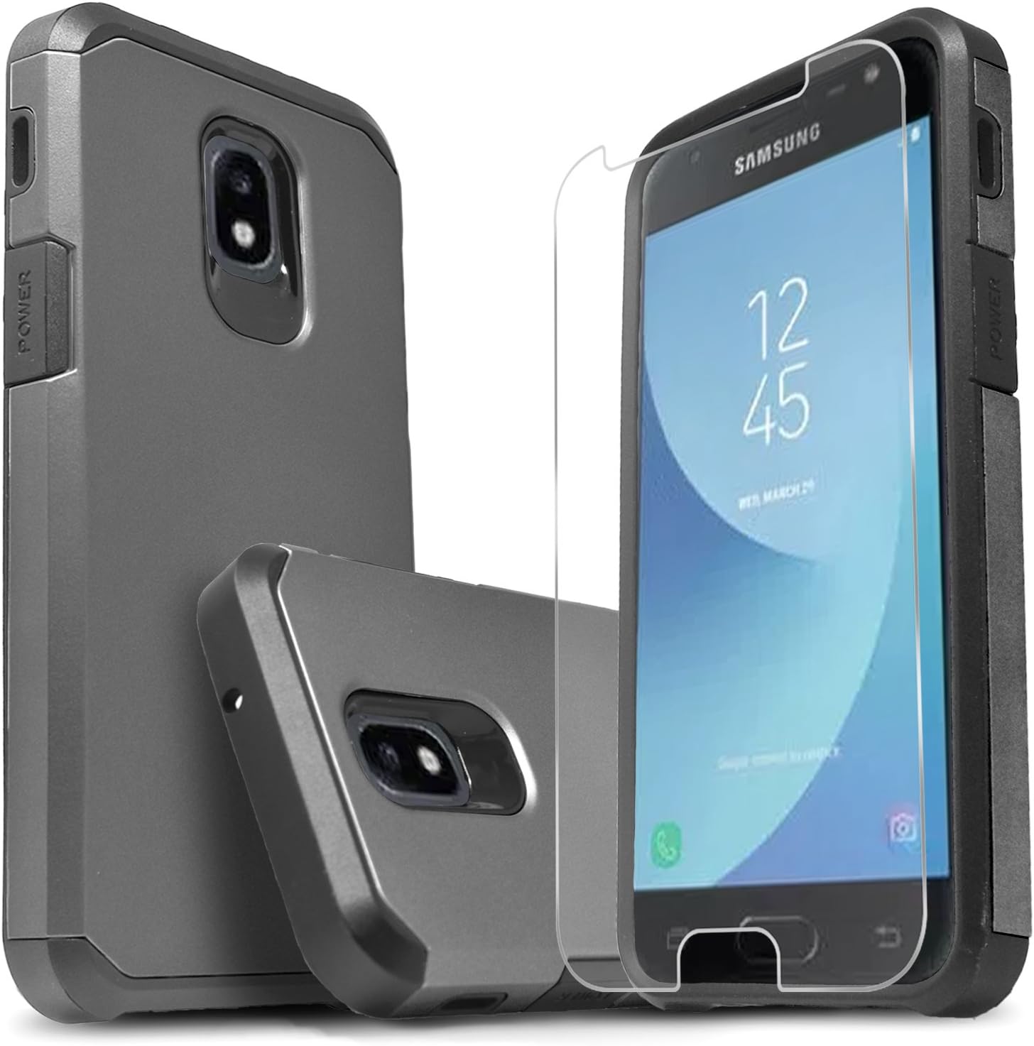 Star Samsung J7 Crown Case, Galaxy J7, Galaxy J7 Refine, Galaxy J7 2018, Galaxy J7 V 2nd Gen Case, with [Premium Screen Protector Included], Starshop Shock Proof Drop Protection Phone Cover -Black