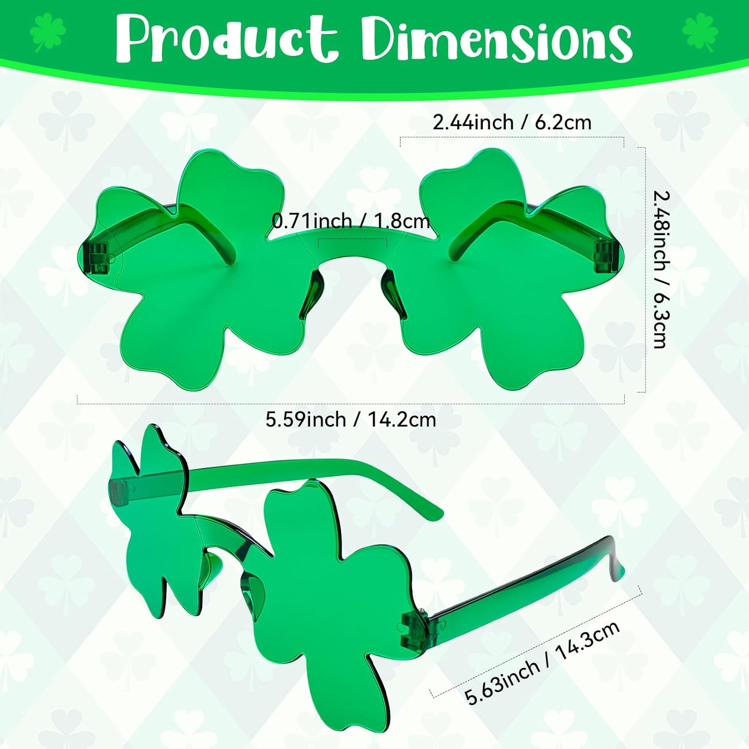 6/12 Pcs St Patricks Day Glasses Set, Irish Shamrock Sunglasses, Fun Leprechaun Costume Accessories for Adult - Image 2
