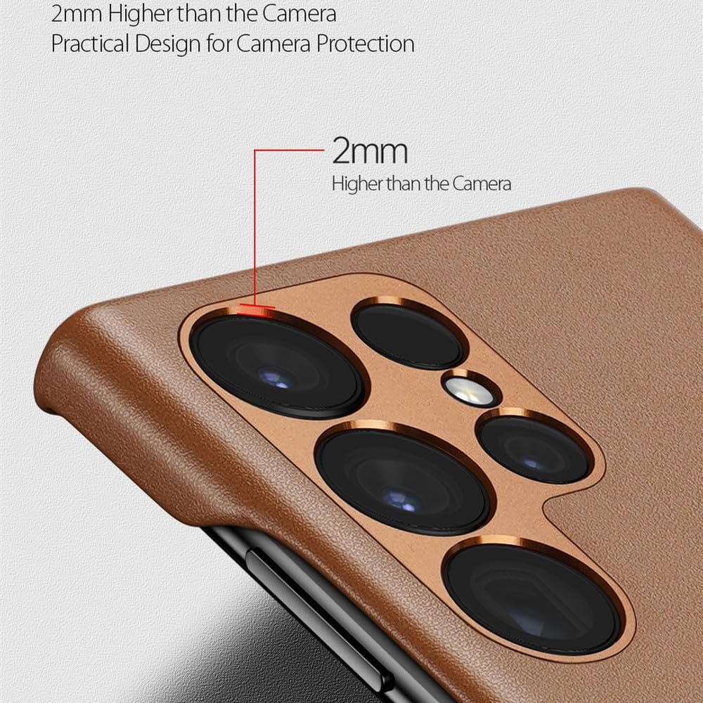 pour Samsung Galaxy S23 Ultra Coque, Mince en Cuir Pleine Enveloppe pour Galaxy S23 Plus Coque Antichoc Écran Surélevé Protection D'objectif D'appareil Photo,Noir,pour Galaxy S23 Plus
