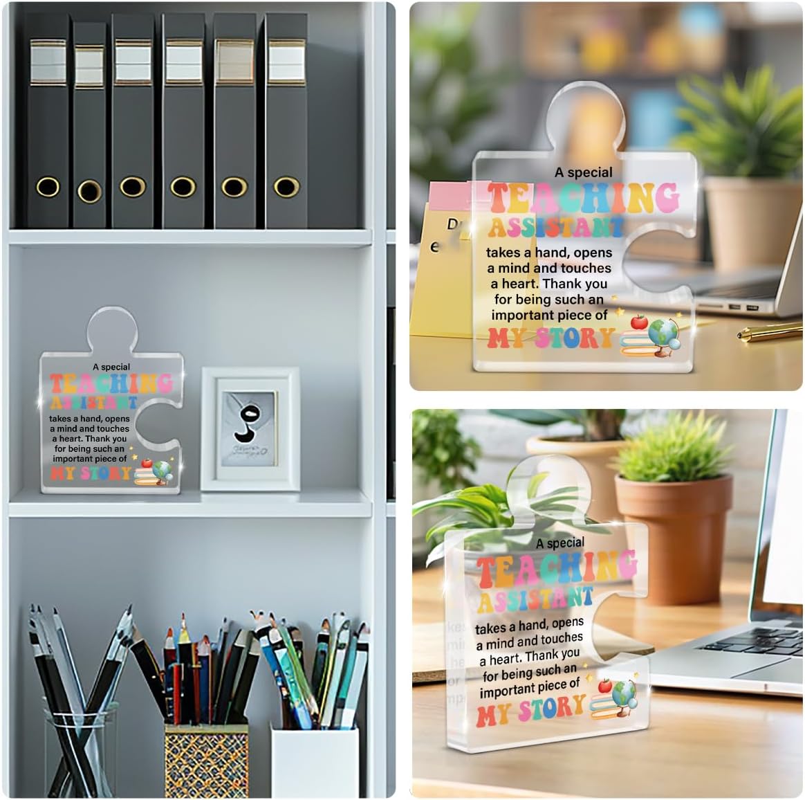 Teacher Assistant Gifts for Women Men Coworkers, Appreciation Gifts for Teachers Aides, Paraeducator, Teacher Assistant Thank You Gift Acrylic Puzzle Plaque Sign Office Desk Decor - Image 6