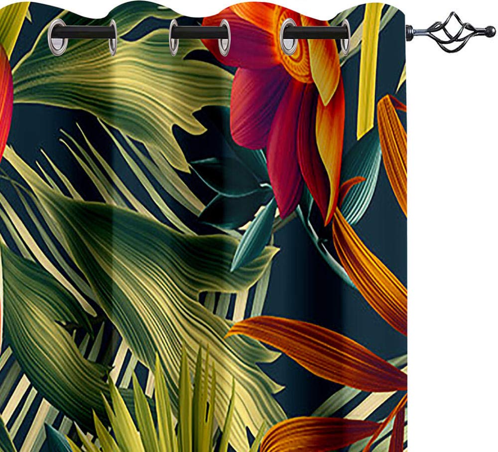 Rideaux Occultants 3D Impression Isolant Thermique Rideaux Doux Rideau à de,Salon Chambre Décoration à Opaque Anti Chaleur Anti Bruit,Forêt Tropicale 2x140x245cm