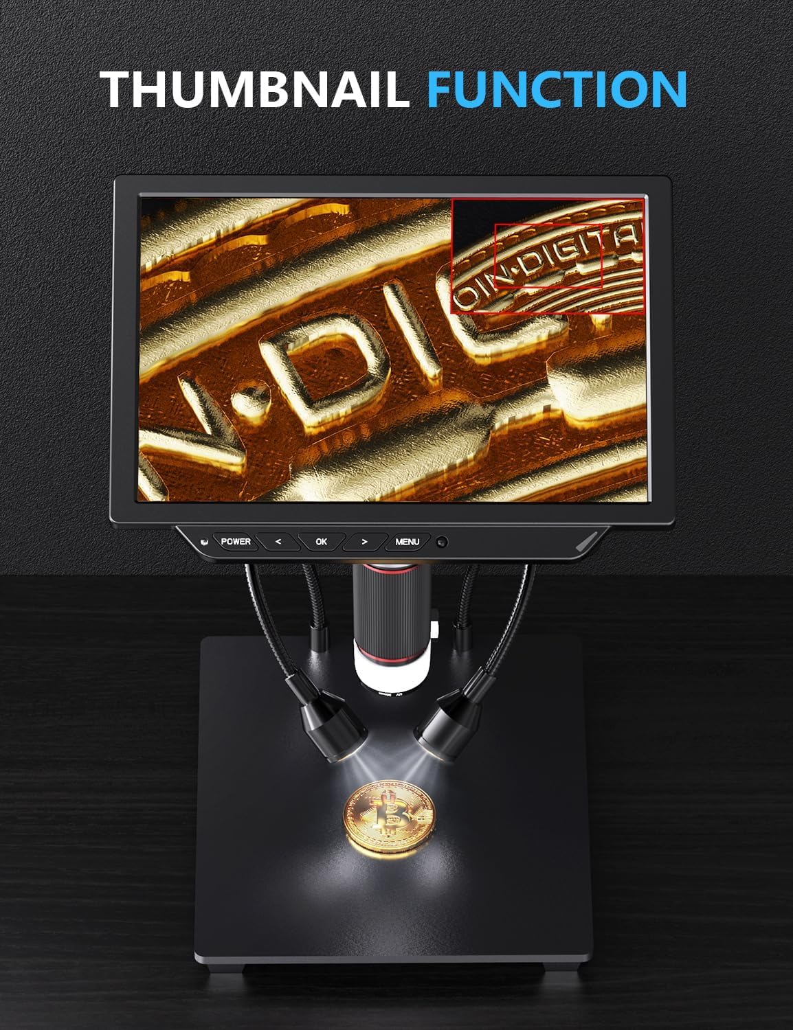 4K Digitalmikroskop - 2000X Vergrößerung, Dcorn 10 Zoll 52MP Münzmikroskop, Lötmikroskop für Erwachsene, HDMI-Ausgang für Elektronikreparatur, inklusive 64GB Speicher