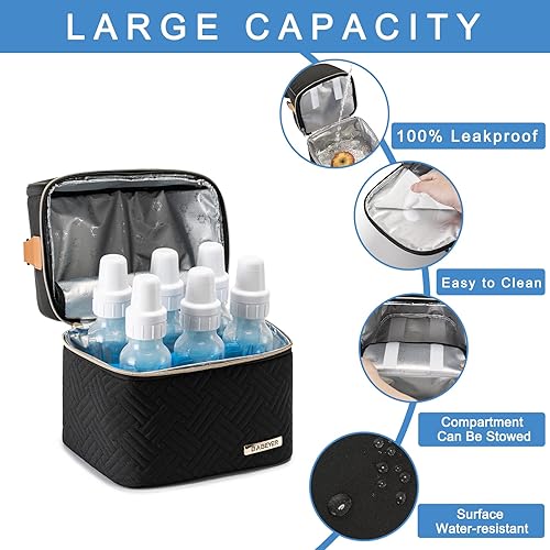 Miniatura 4 de BABEYER Bolsa enfriadora de leche materna con bolsa de hielo para 6 biberones de hasta 9 onzas, bolsa enfriadora con bomba de leche materna con