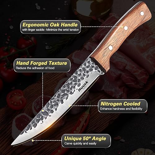 Miniatura 4 de DRGSKL Cuchillo deshuesador de carnicero para cortar carne, cuchillo deshuesador de padres y cuchillo de carne, cuchillo cavernario para cortar