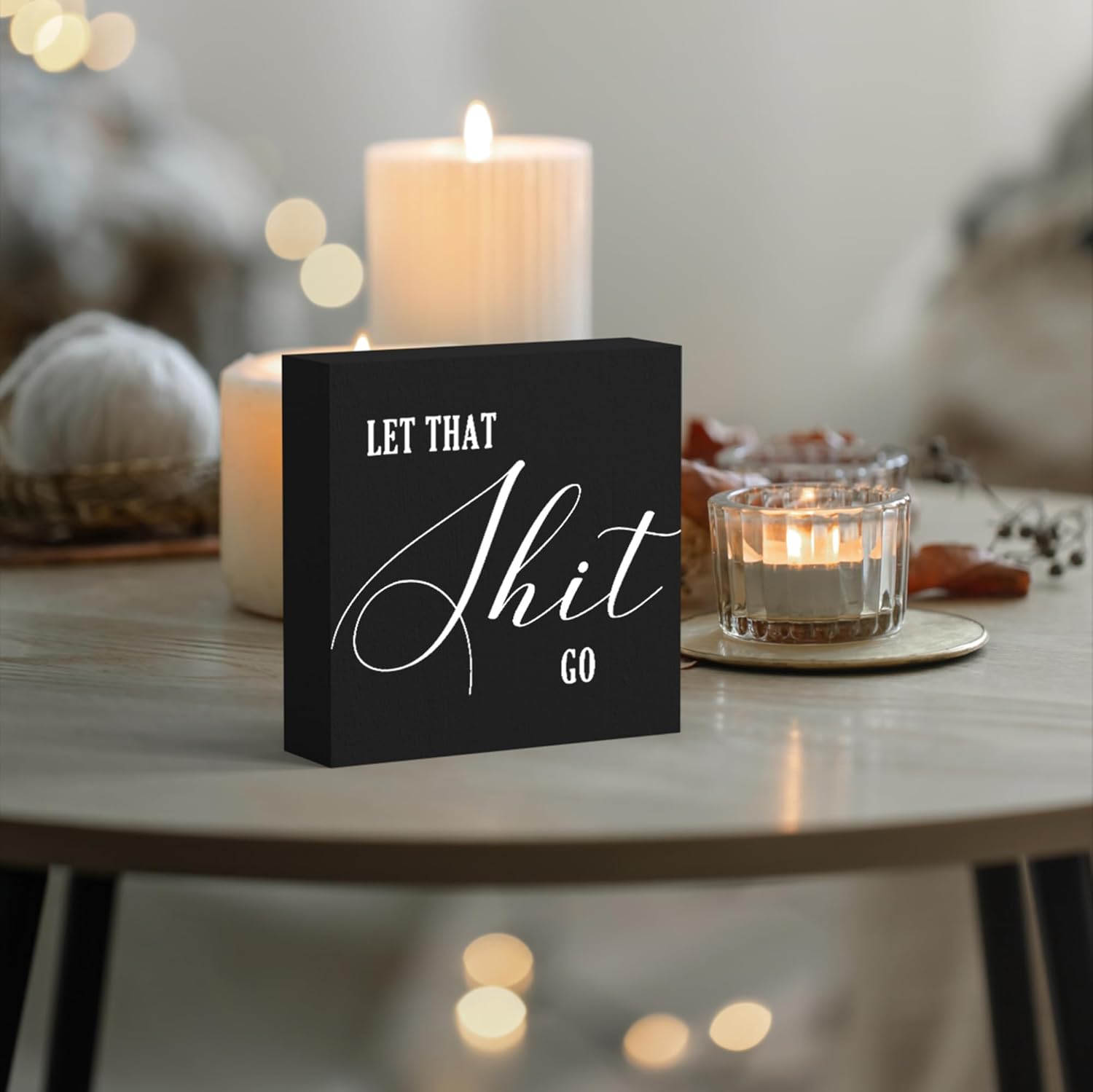 Funny Bathroom Decor Wood Box Sign, Black Farmhouse Toilet Sign with Humor, Restroom Shelf Decor for Guest Bath, Tabletop Countertop - Image 6