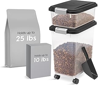 USA 33qt + 12qt Airtight Pet Food Storage Container Combo with Scoop, Black
