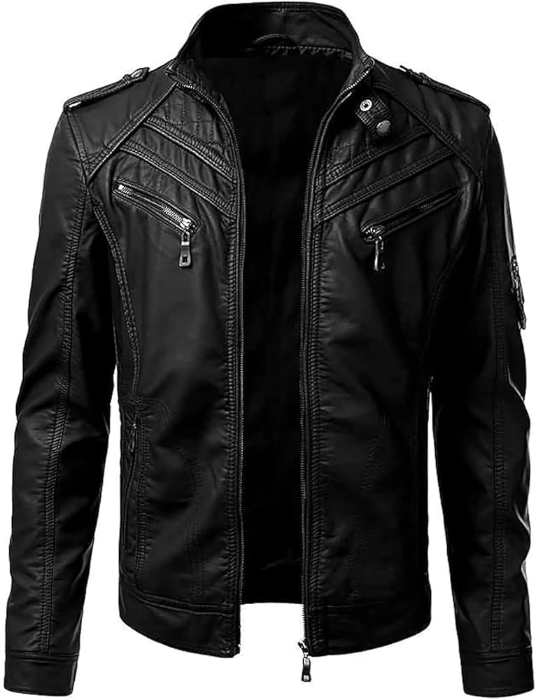 Jnriver Cafe Racer Distressed Mens Lambskin Leather Jacket