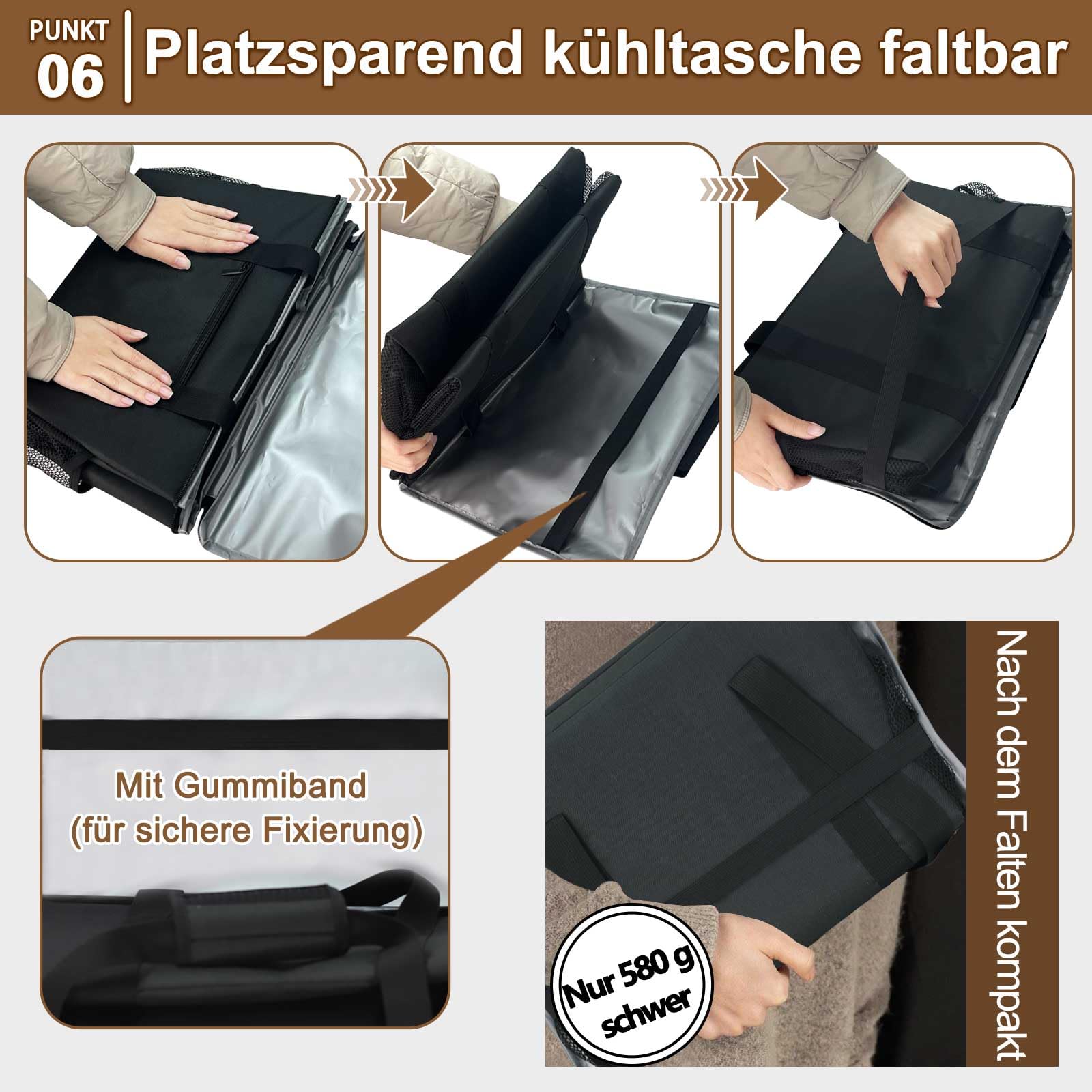 Kühltasche 30L, Groß Einkaufstasche Faltbar Thermotasche Dauerhaft Isoliertasche Picknicktasche Gefriertasche für Einkauf, Picknick, Camping, Strand, BBQ, Outdoor, Reisen, Auto, Schwarz