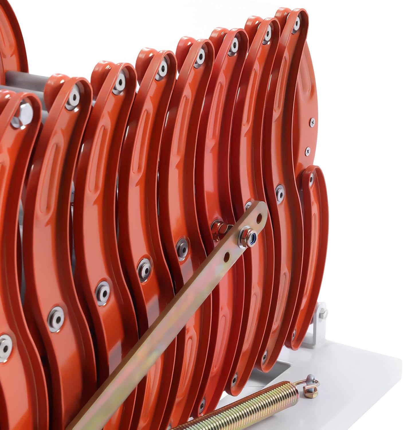 12 Steps Wall-Mounted Folding Stairs, Aluminum Wall Mounted Attic Loft Ladder Pull Down Attic Stairs Retractable Attic Ladder w/Armrests for Attics Garages Basements, Capacity 882lb