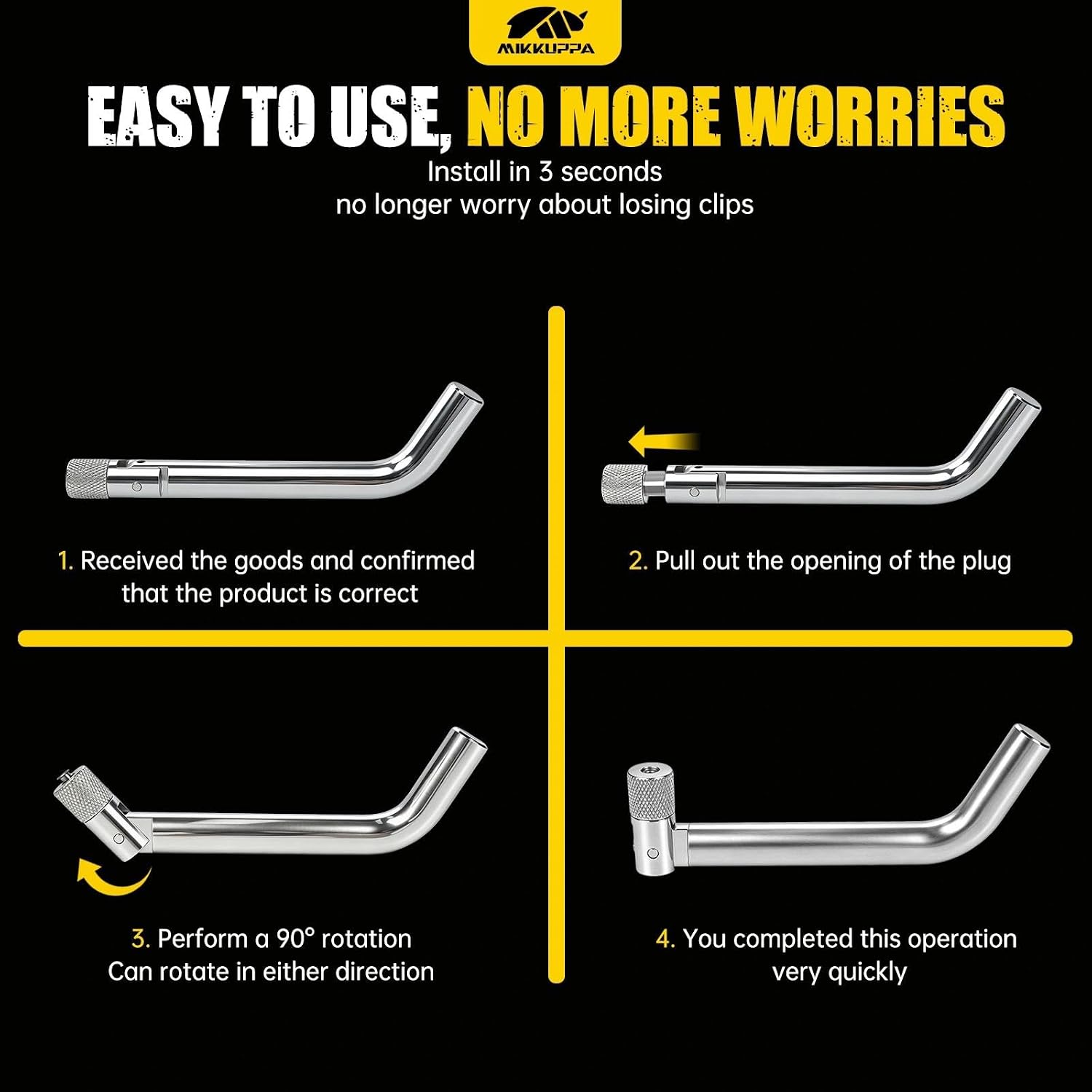 MIKKUPPA 5/8-Inch Trailer Hitch Pin - No Clips Required (3pcs)