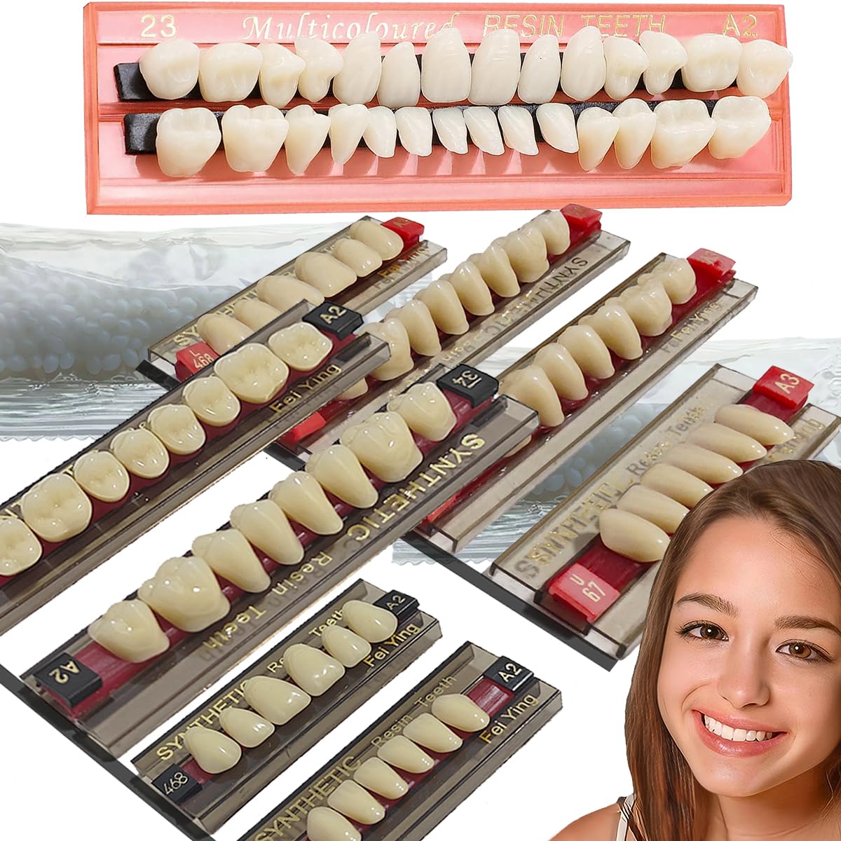 2+1Set Fake Teeth, Provisiona Teeth kit Dental Kit for Teeth, Teeth Model Dental Filling Missing Teeth, Tooth Kit DIY All Teeth 1+2("Standard Maximum Tooth") （A2,A3）.Dental Education,Teeth Teaching.