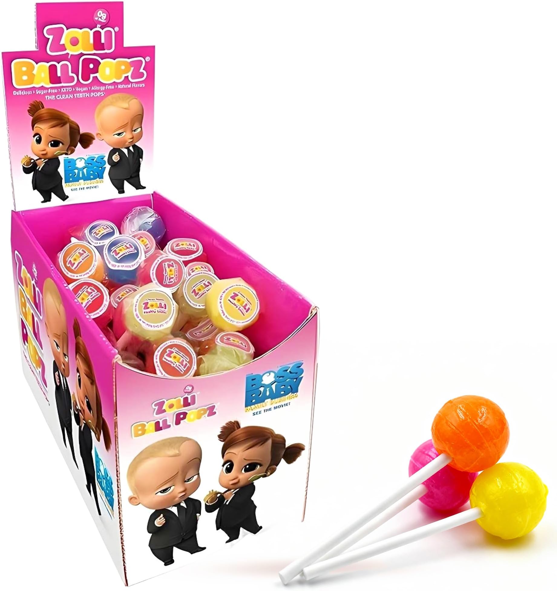 Zolli Ball Popz Clean Teeth Sugar Free Candy - Dye-Free, Keto & Diabetic-Friendly, Dentist-Approved Treats for Kids (Natural Fruit Flavors, 50 count)