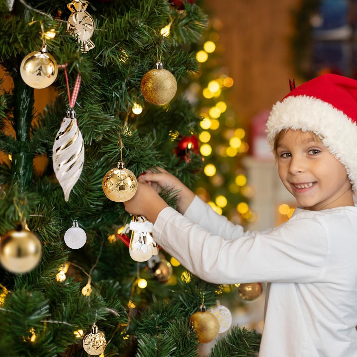 Shatterproof Christmas Ball Ornaments Set, 130 Pack Christmas Tree Decorations, Assorted Hanging Christmas Balls Bulk for Holiday Indoor Outdoor Xmas Party Decor (130 Golden) - Image 6