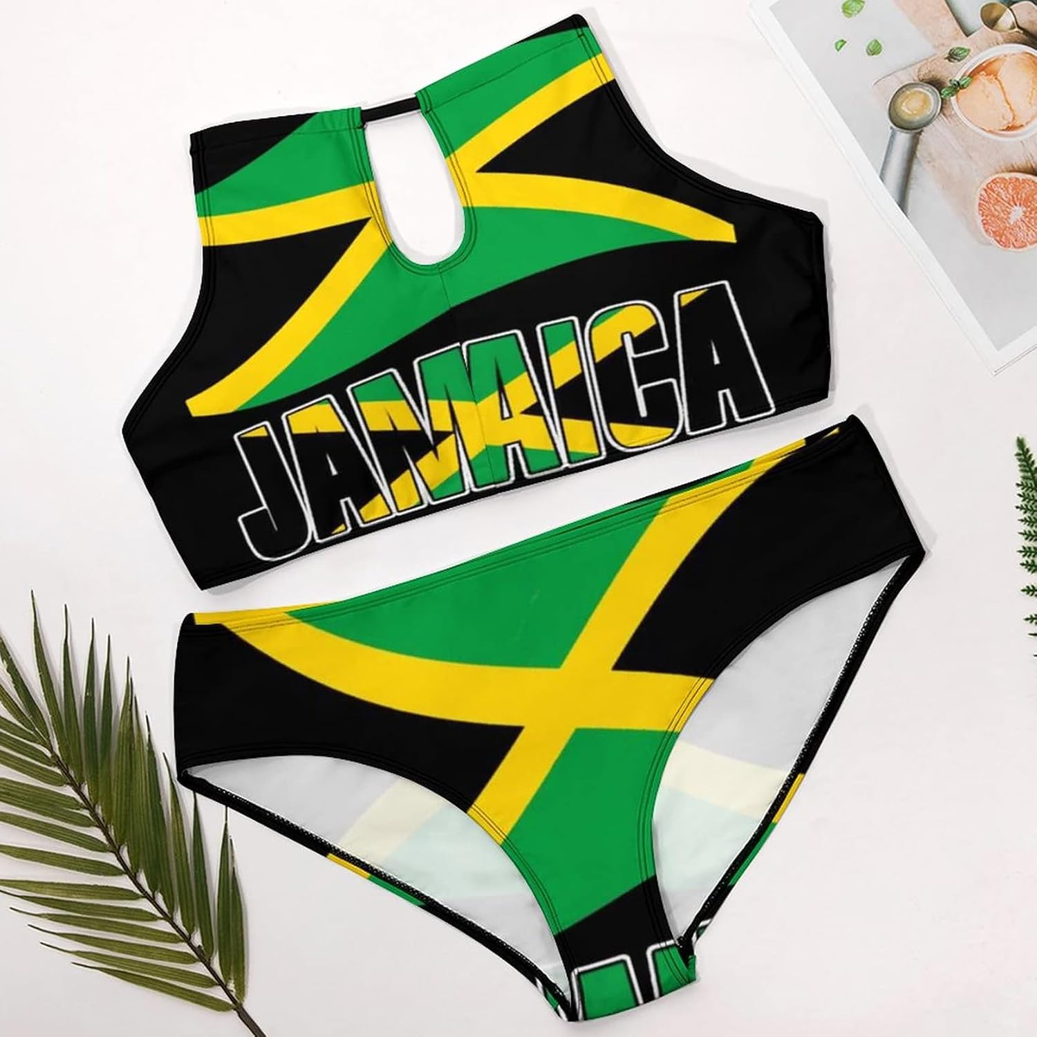 Two Piece Jamaican Flag Jamaica Swimsuits Plus Size for Women Swimwear Slimming Bathing Suits Beachwear