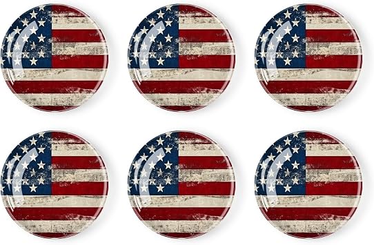 6 Pieces Fridge Magnets Refrigerator Glass Decorative Crystal Magnets for Kitchen Office Whiteboard,American Flag Print