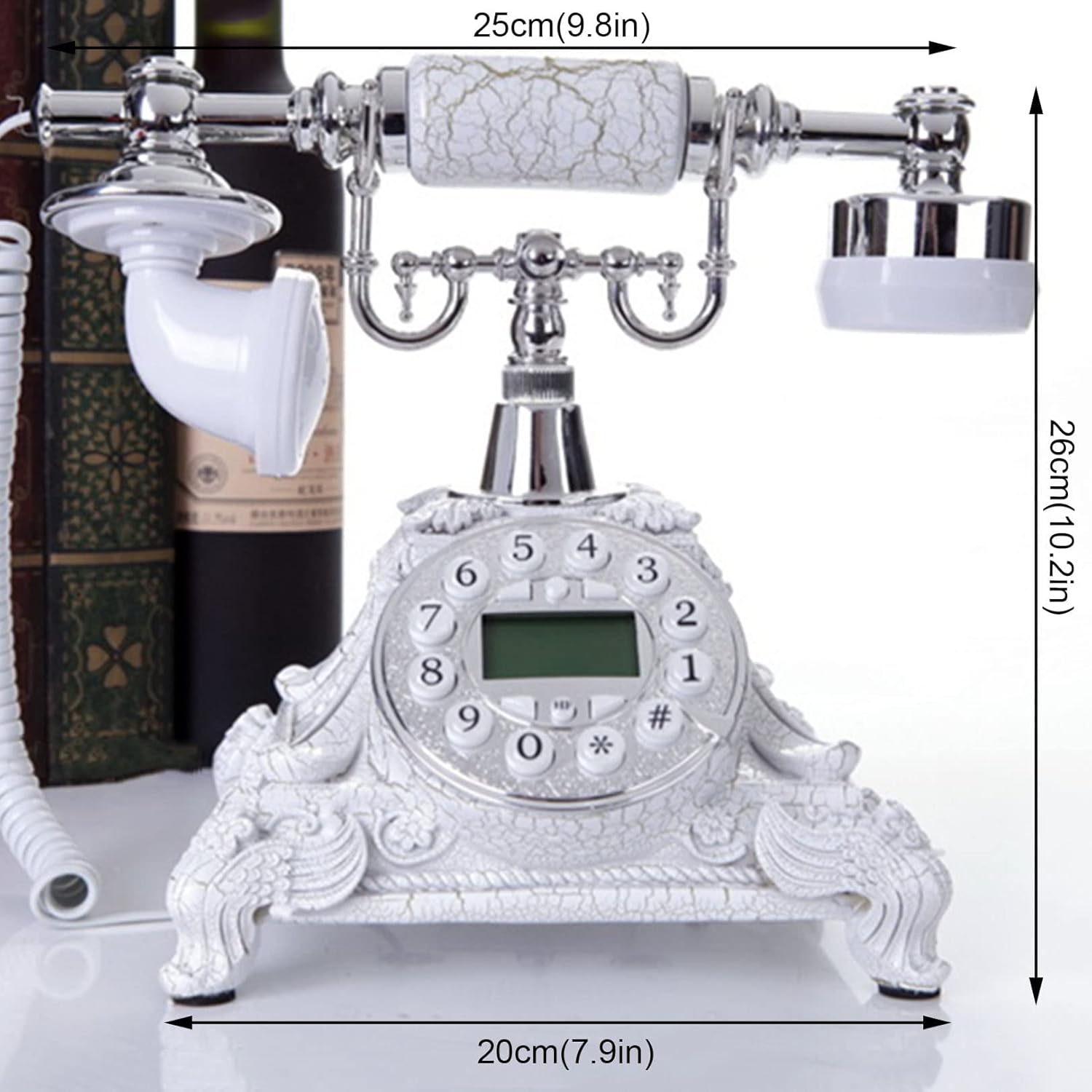 Vintage Telephone, Retro Button Dial Antique Landline Telephone, Classic Decoration Telephones for Home, Corded Retro Telephone, Resin