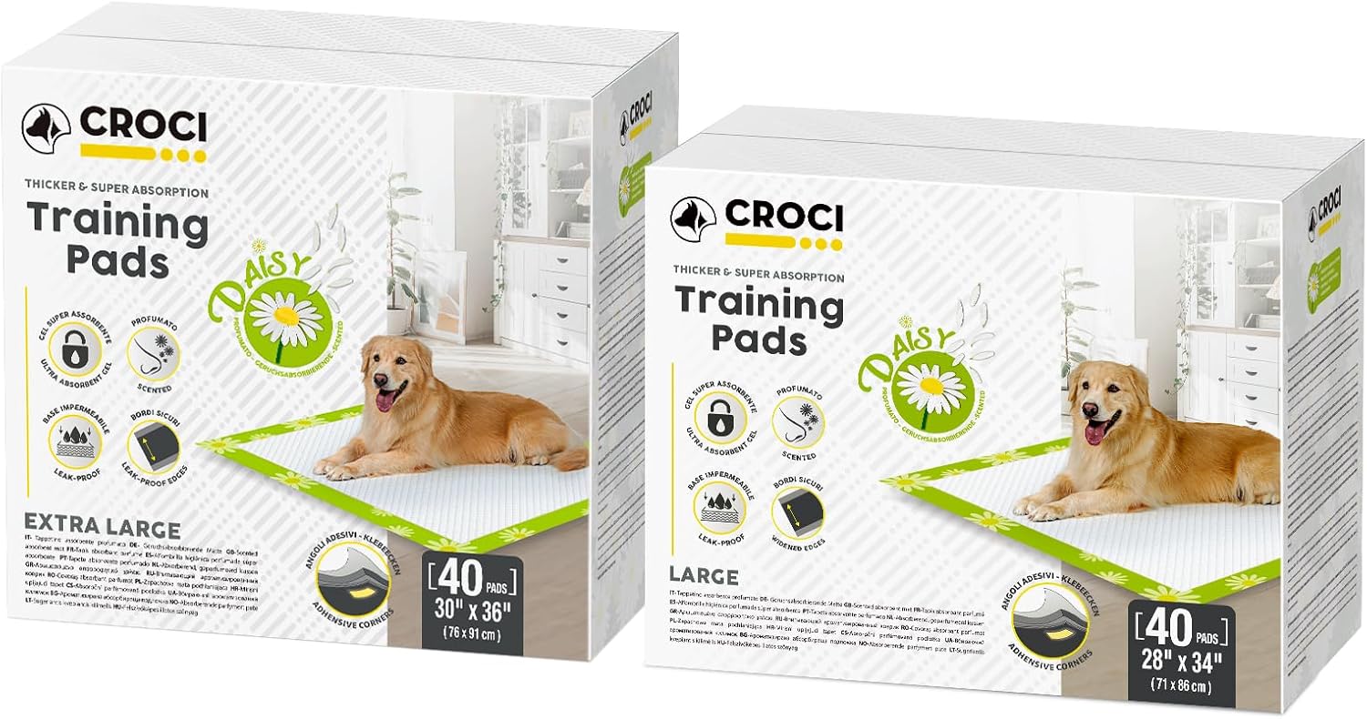 CROCI Pee Pads for Dogs 28x34in 40 Counts, Daisy Scented Puppy Pads 30x36in 40 Counts