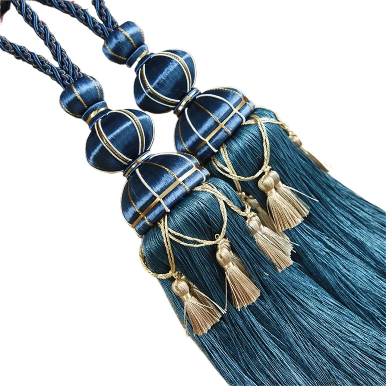 Podwiązki do zasłon, Gobelin do zasłon, frędzle, wiązania, liny paska, kule, ozdoby, klamry(Color 6,2 pcs)
