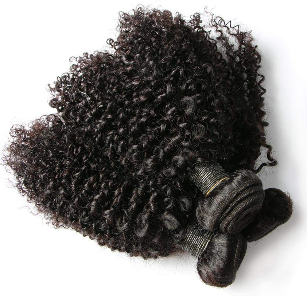 Water Wave Human Hair 3 Bundles With Closure 10A Brazilian Virgin Hair Short Weave with 4x4 Middle Part Hand Tied Lace Closure Natural Color (Short Curly, 8 8 8+8inch)