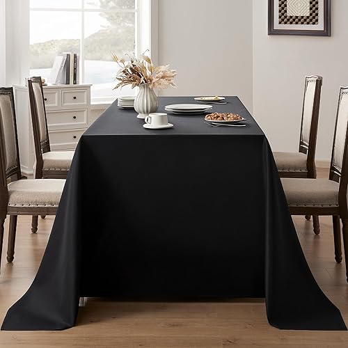 Paquete de 2 manteles rectangulares color negro, 60120 pulgadas, resistente a las manchas y lavable, mantel decorativo de poliéster para mesa de