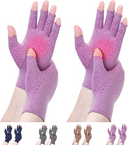Miniatura 6 de DRNAIETY 2 pares de guantes de compresión para artritis, para mujeres y hombres, para artritis de mano, guantes antideslizantes de pegamento para el