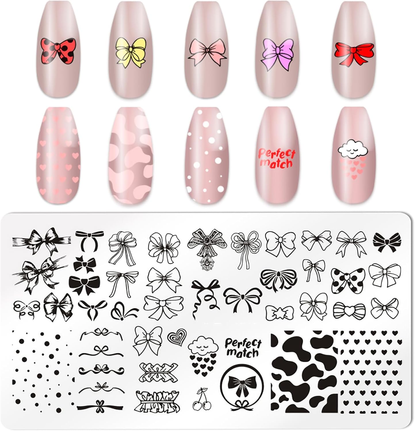 HYWWPFLAY 5pcs Nail Stamping Plates with Nail Stamper Scraper, Valentine's Day Nail Stamp Romantic Love Heart Nail Plate Stamps Stencils Nail Art Template for DIY Print Manicure Tool Salon Design