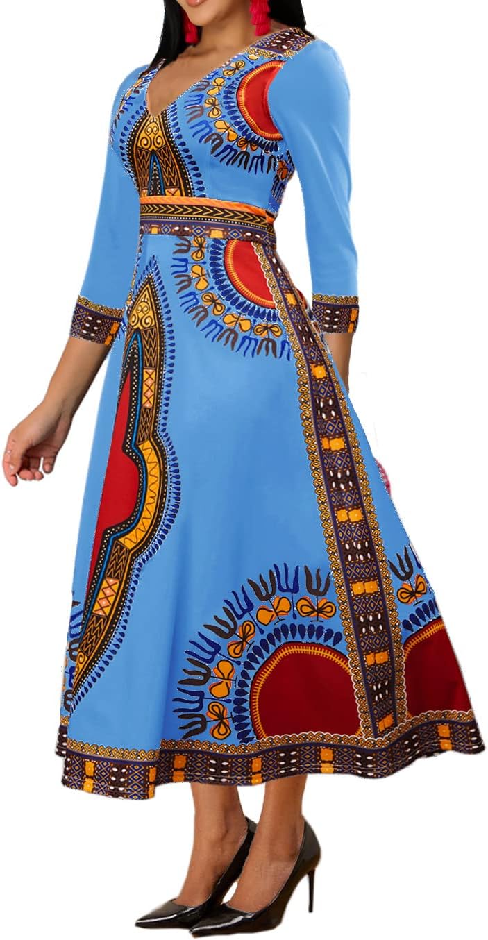 African Long Dresses for Women Elegant Church Dresses Print Maxi Dress High Waist Cocktail Bohemian Vintage Party Outfits - Image 2