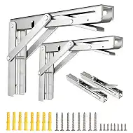 Folding Shelf Brackets, Collapsible Heavy Duty Shelf Brackets for Fold Down Desk, 18 Inch with 4 Pack, Stainless Steel