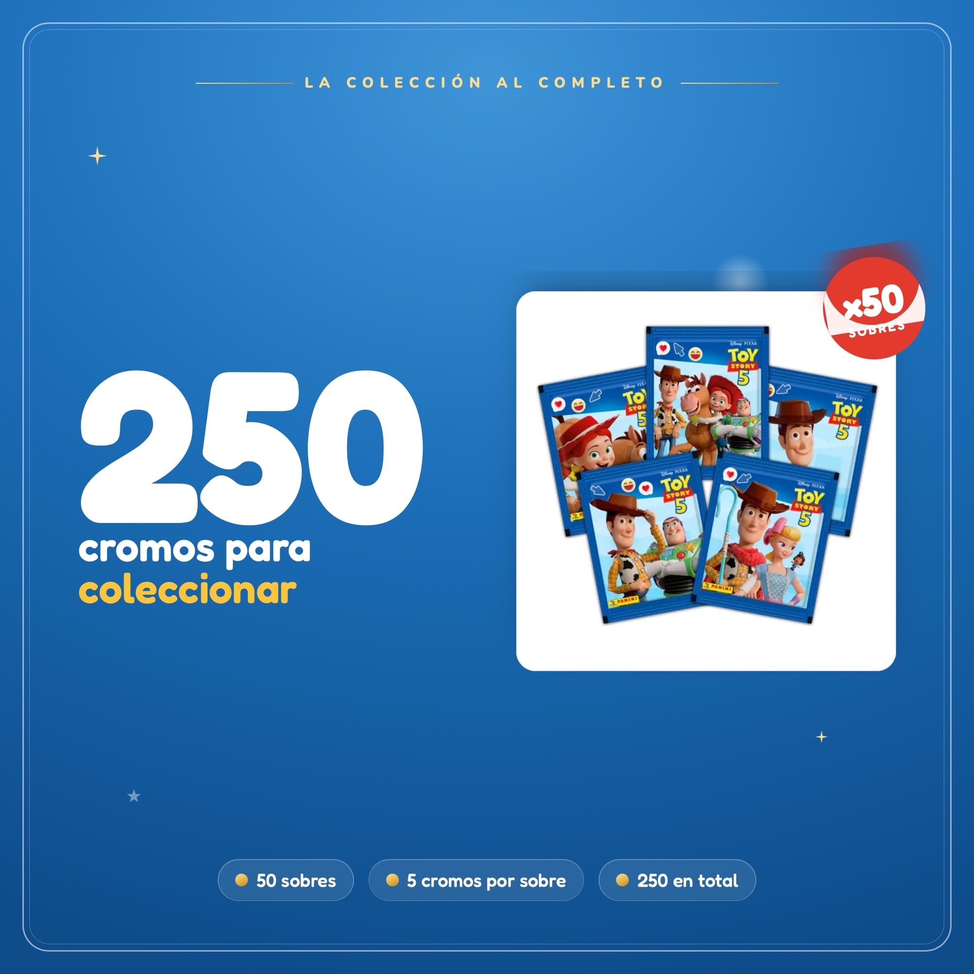 Panini Pack Coleccionista Toy Story 5, Álbum 32 Páginas + 50 Sobres (250 Cromos) y deckbox para repetidas