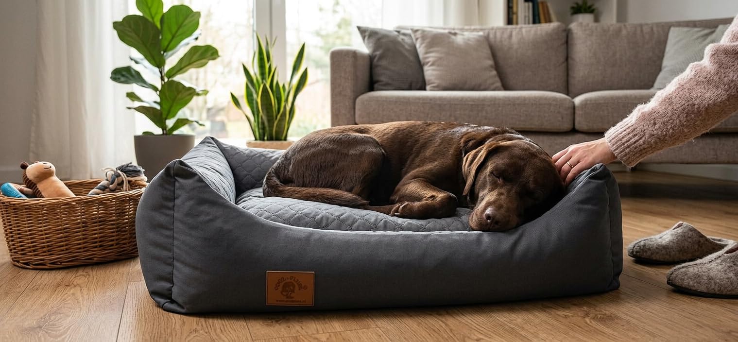 Odolplusz XXL Hundebett 100x70cm - Abnehmbarer, wasserdichter Bezug - Bequemer Hundekorb für große & mittelgroße Hunde - Waschbar & Robust