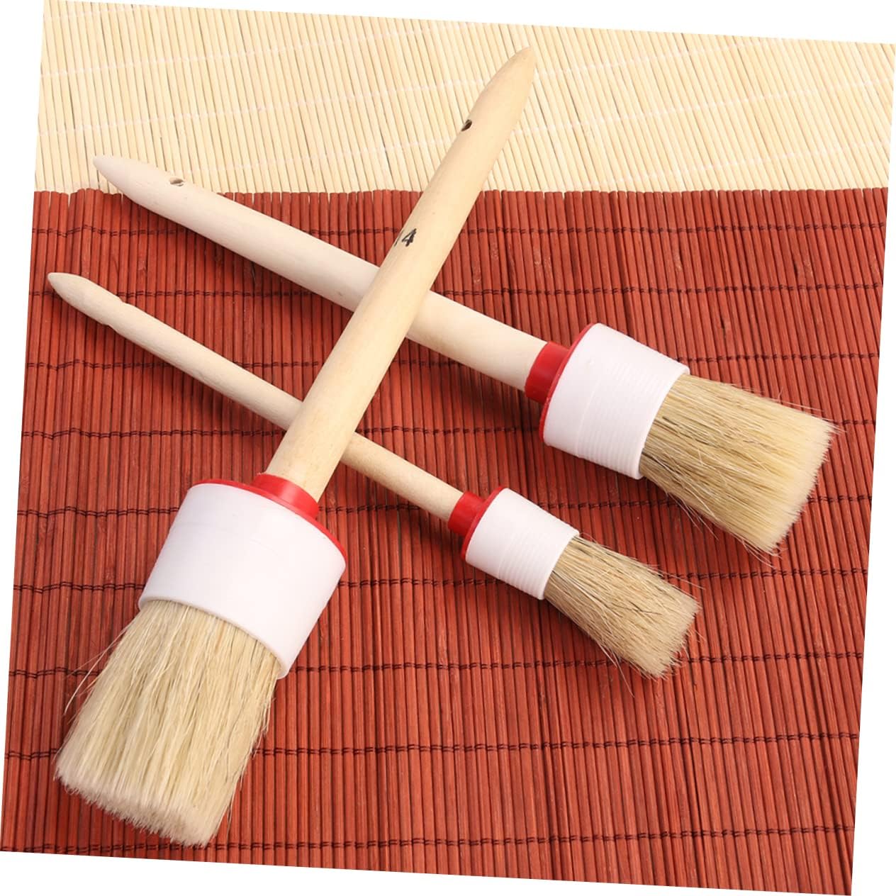 Oil Brush Barbecue Brush 1pc Round Bristle Wooden Handle for Sauce Baking