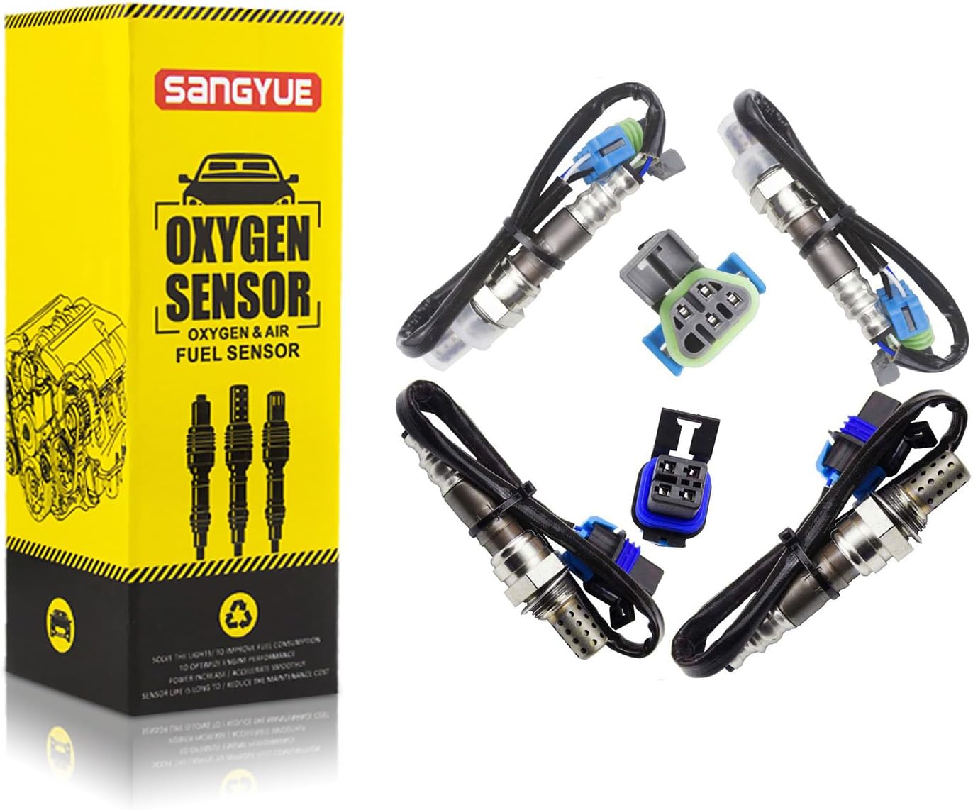 4PCS Oxygen O2 Sensor 1 & 2 for 2006 GMC Sierra 1500 Yukon Yukon XL 1500 5.3L; 2007 GMC Sierra 1500 Classic 5.3L Upstream + Downstream