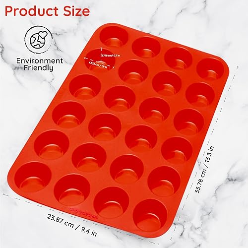 Miniatura 6 de Molde de silicona Oreo para galletas y muffins de chocolate, tamaño Texas, 14 x 9.70 pulgadas, antiadherente, grado alimenticio, 24 mini tazas,