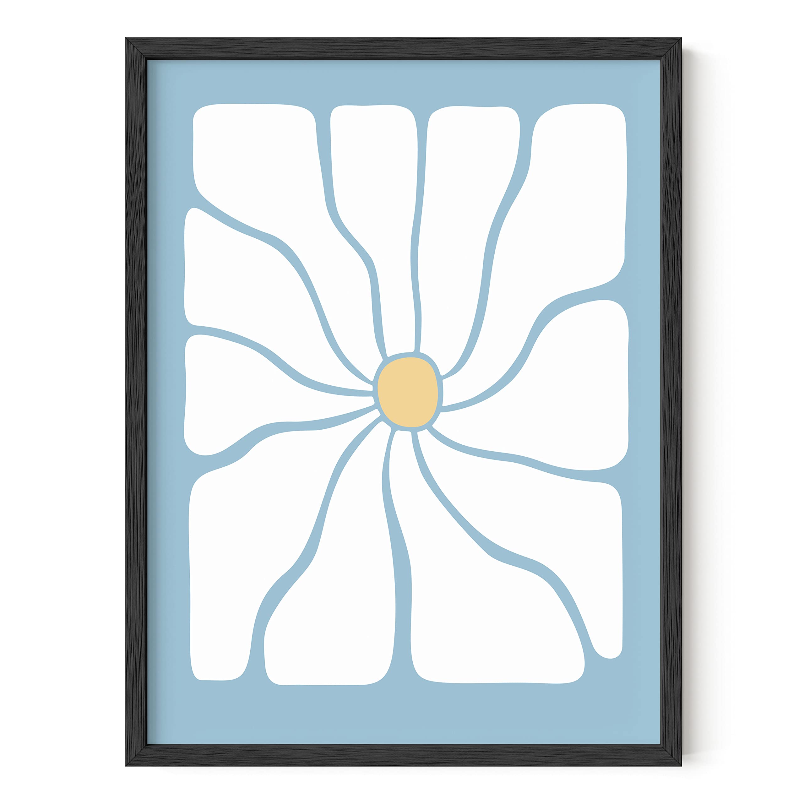 HAUS AND HUES Blue Aesthetic Daisy Artwork - Indie Posters for Room Aesthetic, Blue Posters for Room Aesthetic Posters, Indie Kid Room Posters, Trendy Posters, Danish Pastel Decor (Unframed, 12x16)