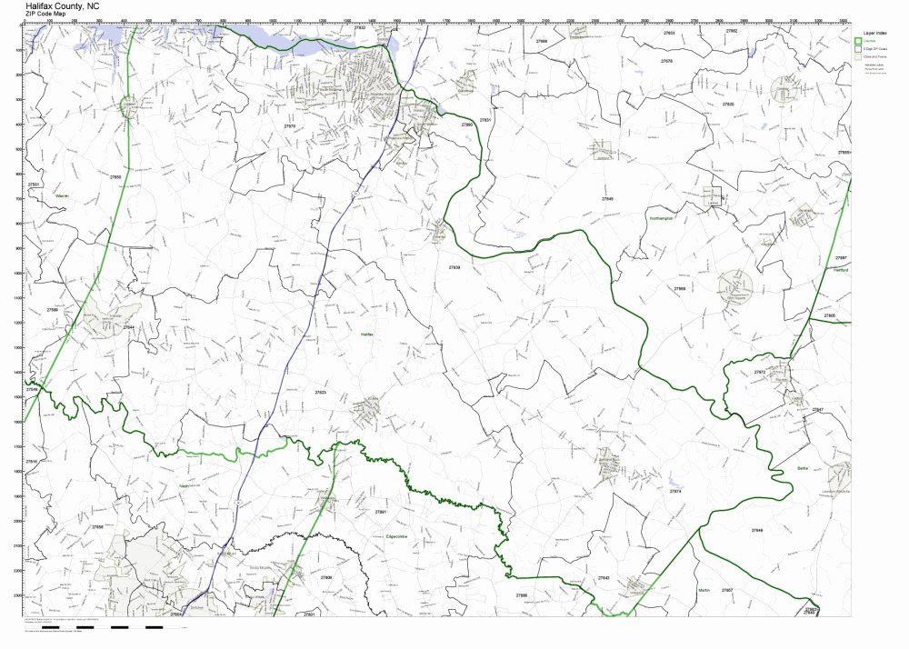Halifax County, North Carolina NC ZIP Code Map Not Laminated Amazon