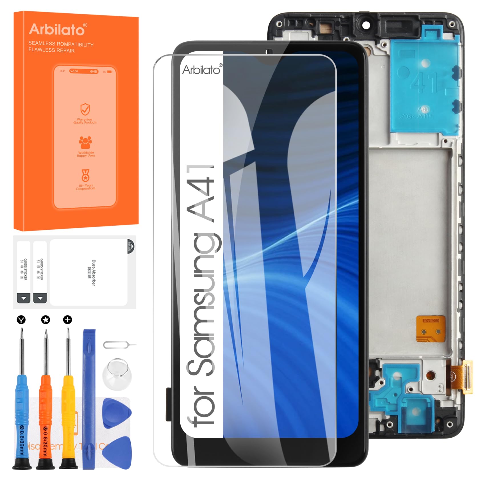 Wyświetlacz LCD do Samsung Galaxy A41 A415F - ekran SM-A415F SCV48 SC-41A Ekrany dotykowe wymiana pełnego zestawu (czarny z ramą)