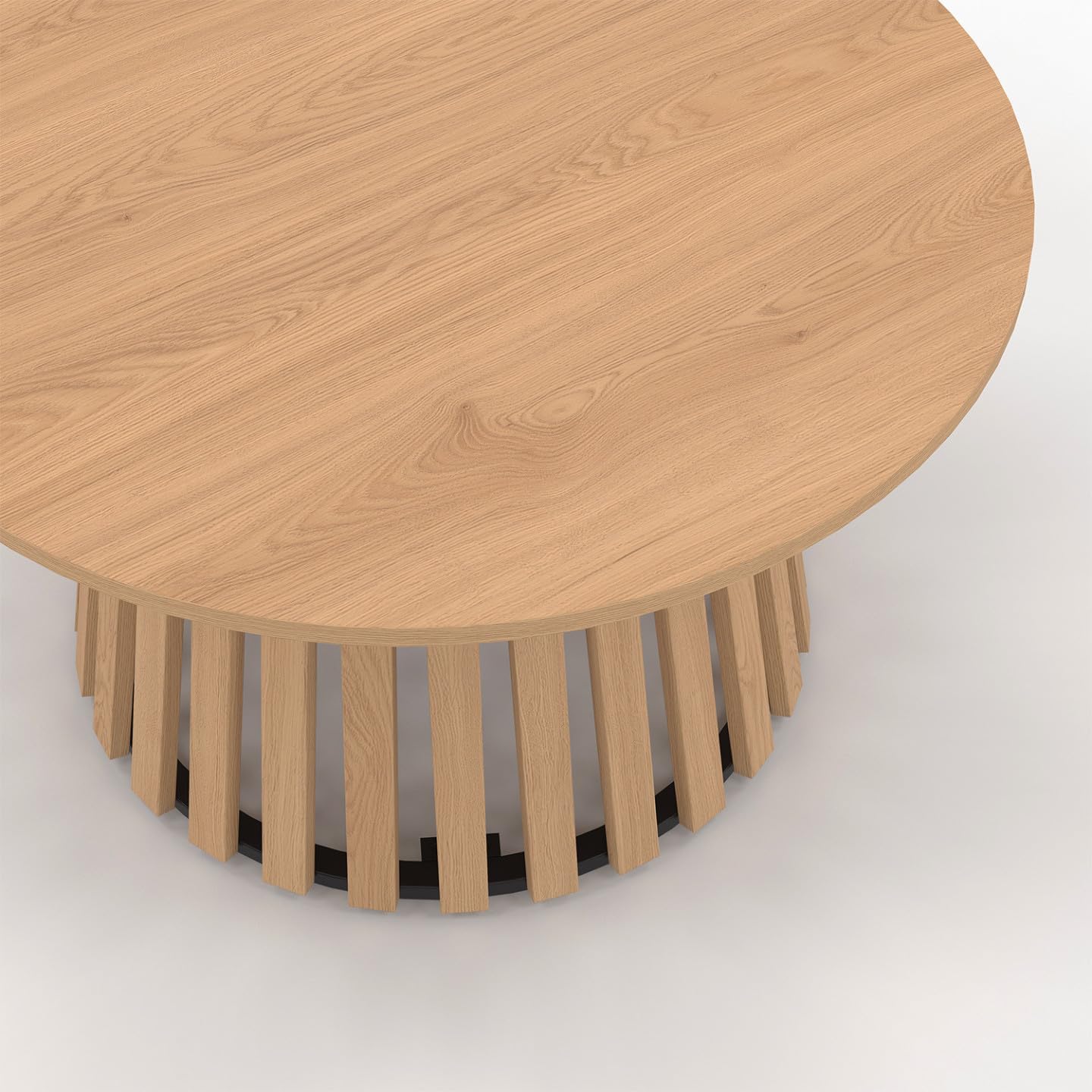 IDMarket - Runder Couchtisch Carmen 70 cm Holzfuß aus Latten und Holzplatte
