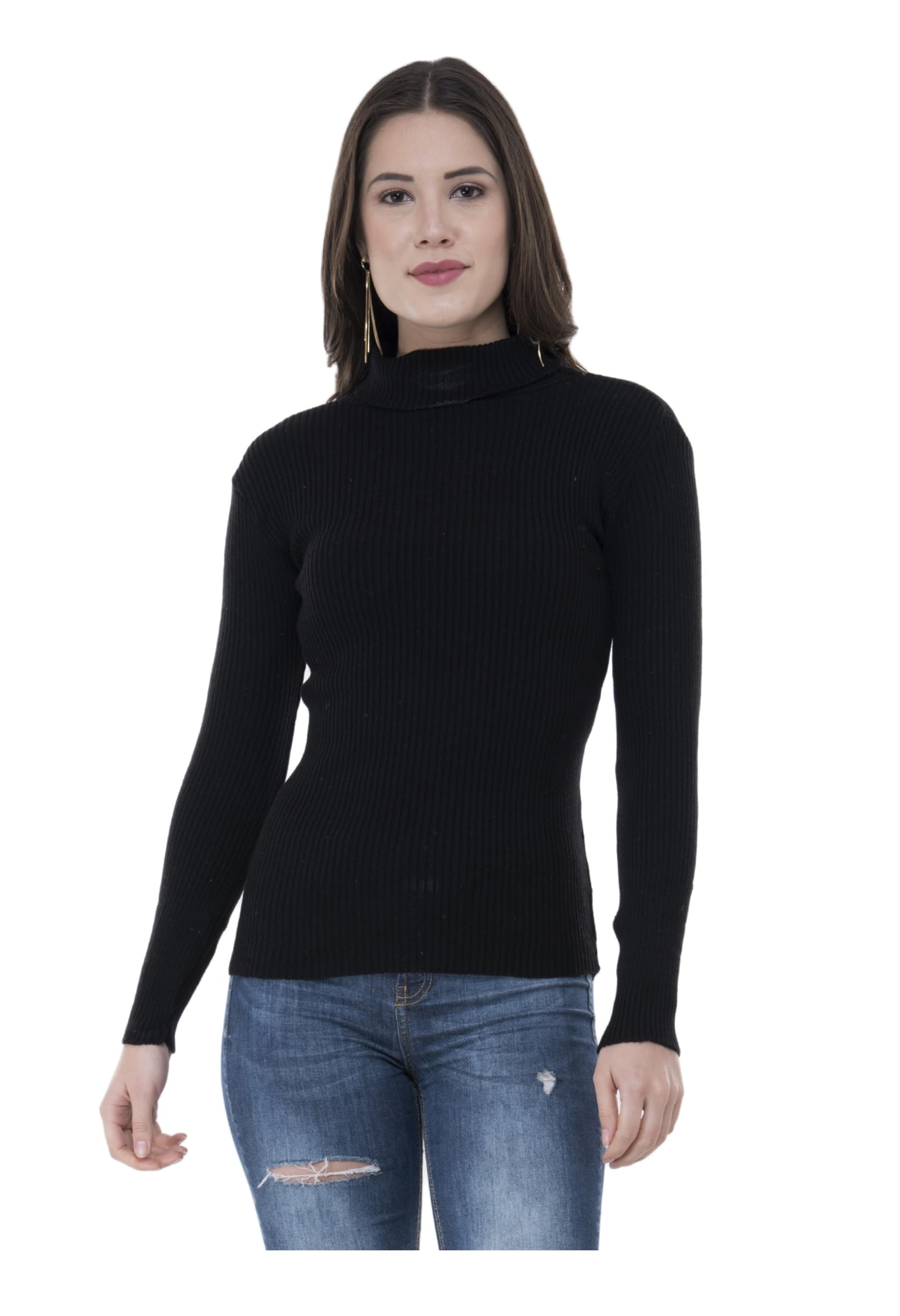 Women Wool Blend Winter High Neck Ribbed Skivvy Sweater Full Sleeve Soft Warm Pullover Regular Fit Casual Thermal Top-image-45