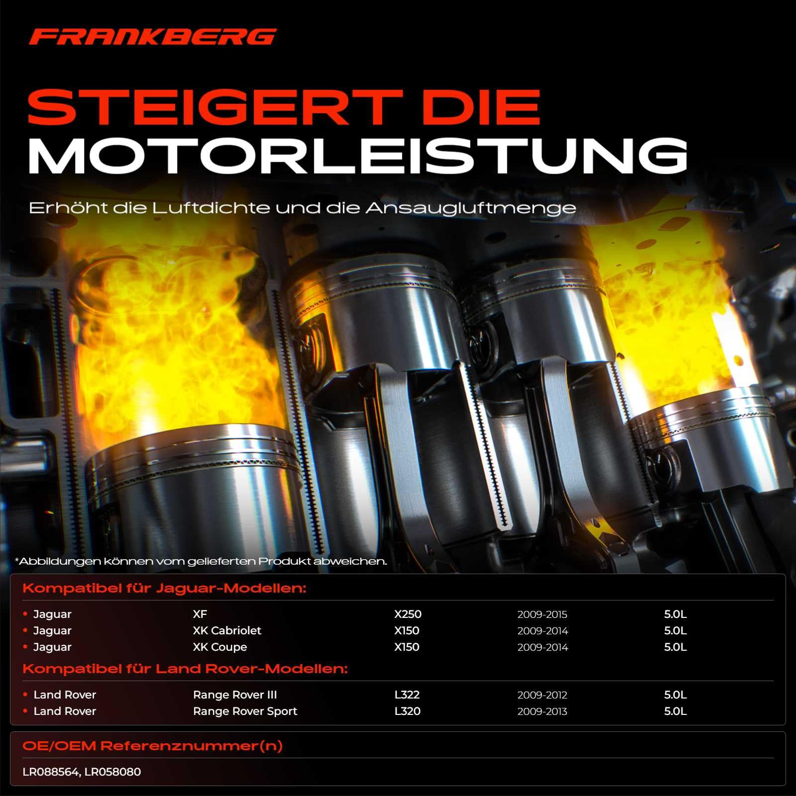 Frankberg Supercharger zestawy naprawcze rolki akcesoria kompatybilne z XF X250 XK X150 R-a-n-g-e R-o-v-e-r III L322 LM L320 Sport L320 5,0 l benzyna 2009-2015 LR088564