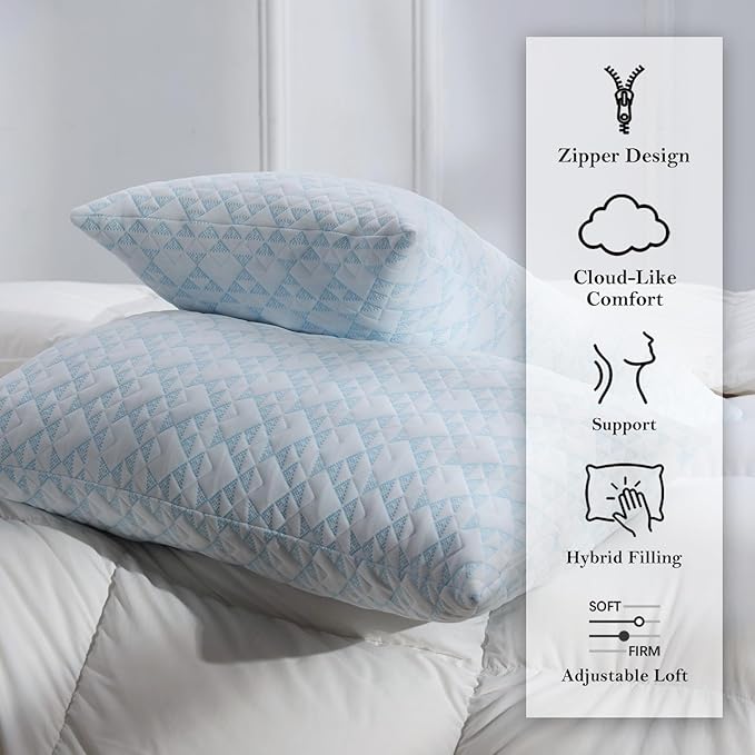 Set 2 Almohadas Memory Foam Queen Ajustable con Funda Lavable miniatura 8