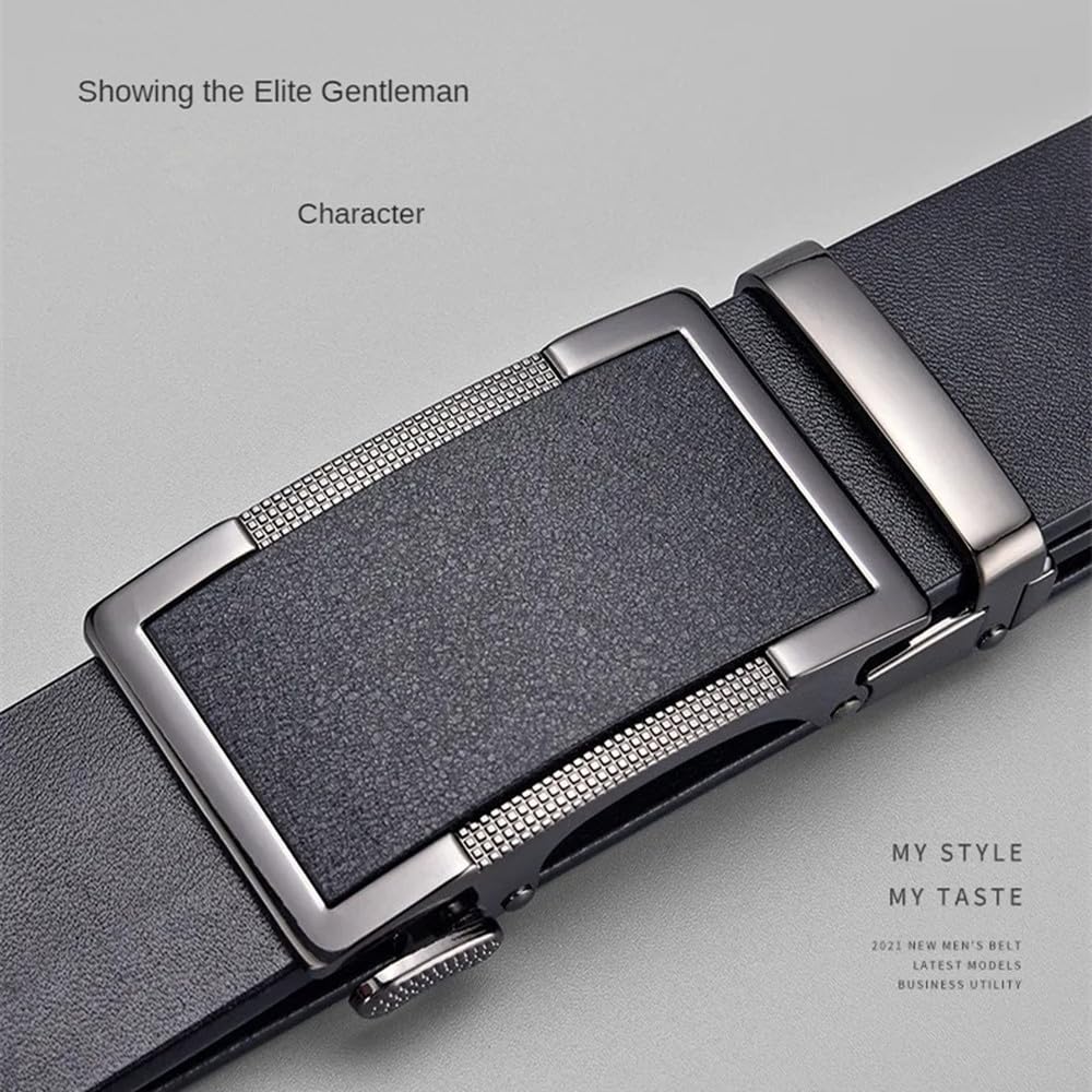 Cinturón de cuero auténtico para hombre, cinturón de negocios con hebilla automática de metal, correas de cintura para jeans