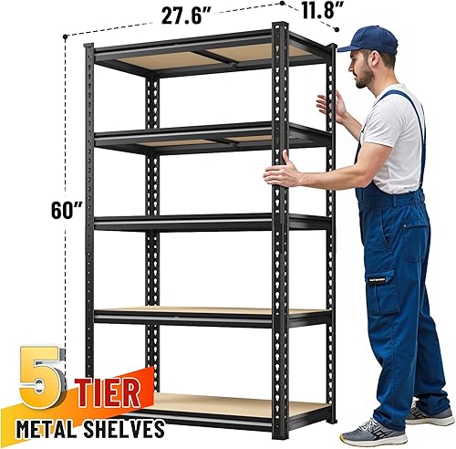 Miniatura 3 de Bepatio Estantes de almacenamiento de 2000 libras, estantería de metal resistente, estantes de despensa ajustables para cocina, almacén, sótano,
