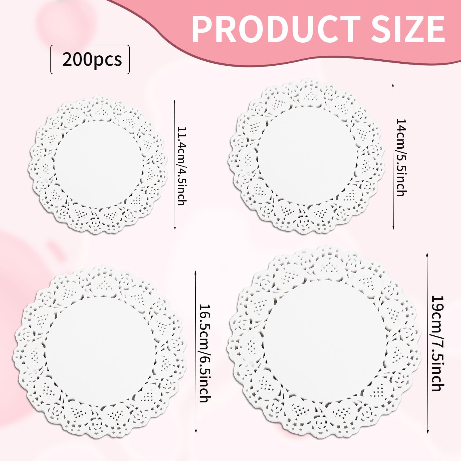 200 Stück Tortenspitzen Rund In 4 Größen – Elegante Papieruntersetzer Für Kuchen, Desserts & Deko