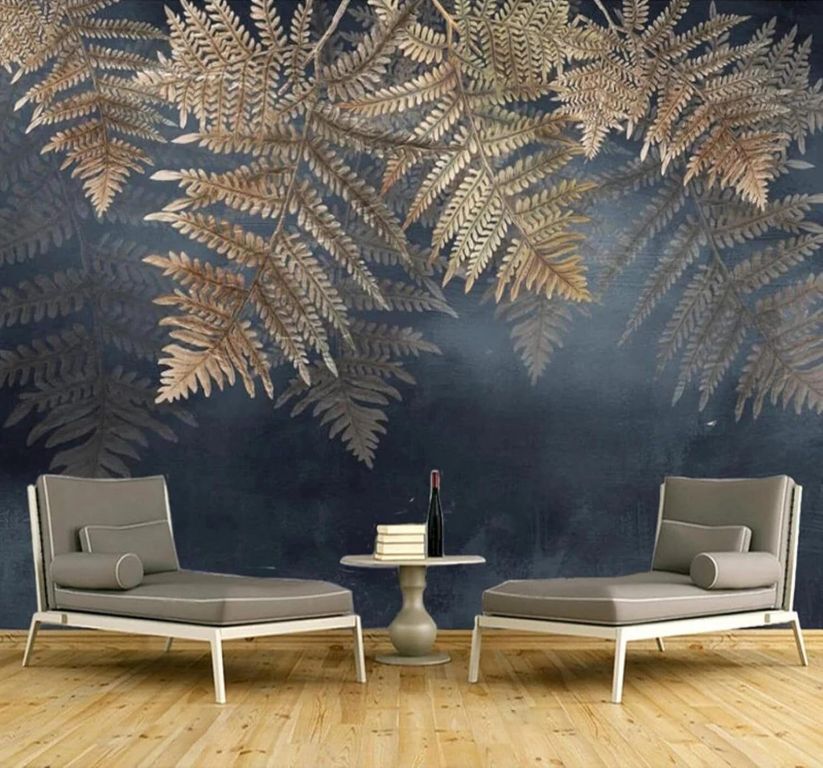 XLMING Retro Minimalist Three Dimensional Plants Leaves 3D Wallpaper Silky Texture Home Study Office Grey Dining Room Sofa Bedroom Living Room TV Backdrop-430cm×300cm