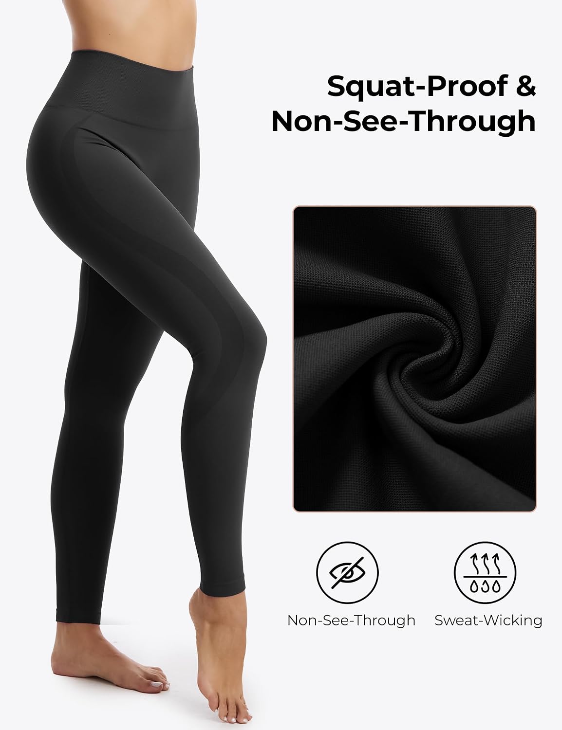 Seamless High Waisted Leggings for Women - Squat Proof Tummy Control Pants image 4