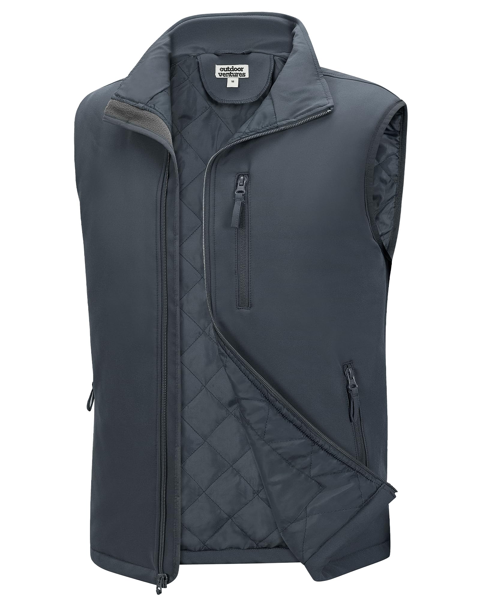 Outdoor Ventures Herren Softshell Weste mit Puffer gefüttert Wasserabweisend Winddichte Vest Gilet Atmungsaktive Ärmellose Jacke für Radfahren, Laufen, Wandern