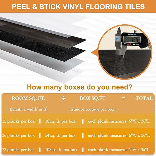 Miniatura 7 de Oxdigi Azulejos de madera impermeables para despegar y pegar, azulejos de vinilo autoadhesivos, calcomanías de suelo de bricolaje, suelos vintage