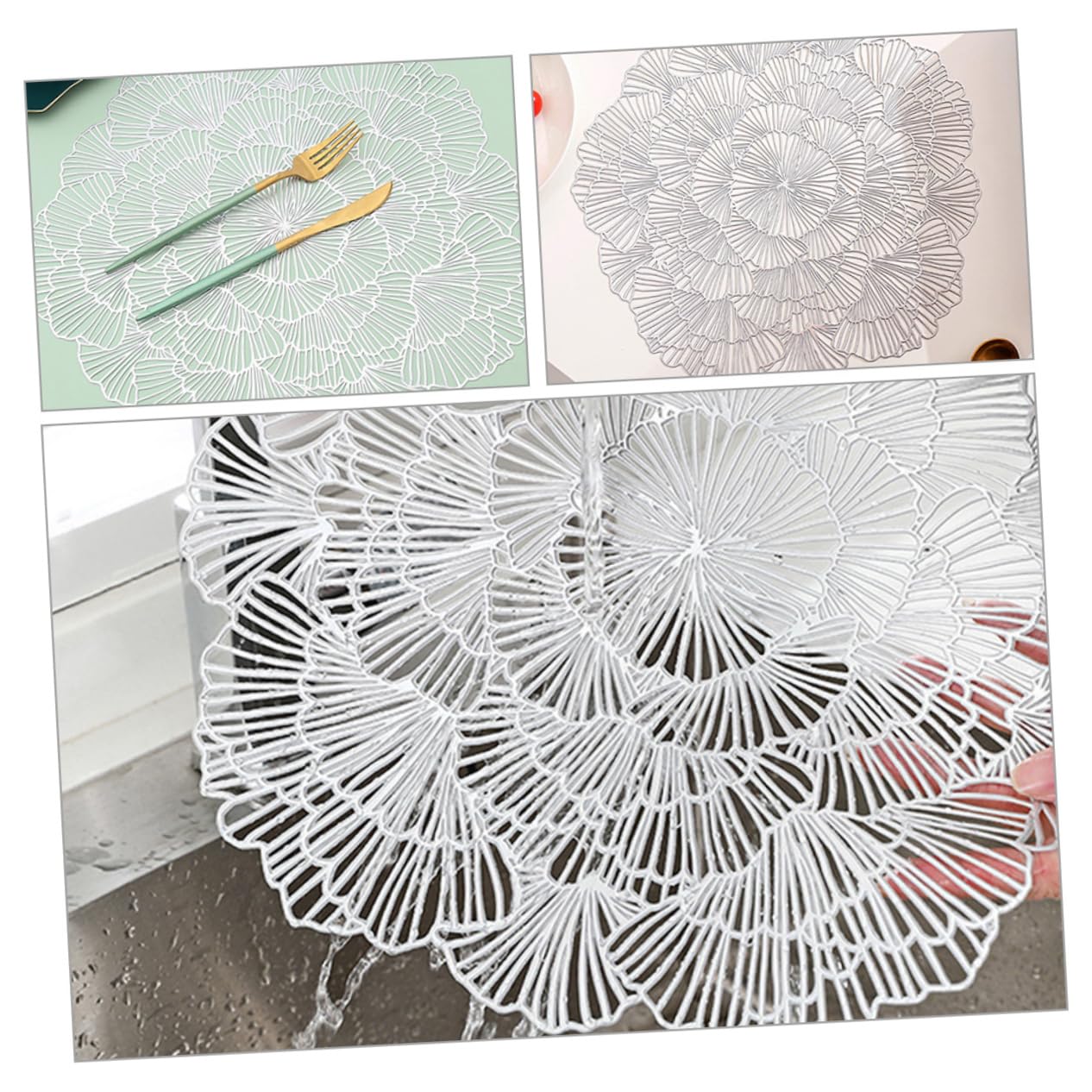 12piezas Manteles Individuales De Flores Artificiales Aislantes para Cuencos Mantel Decorativo Posavasos